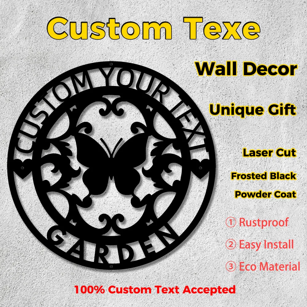 

Personalized Butterfly Garden Metal Wall Art Floral Memorial Sign Patio Yard Mother's Day Gift Gardener Decor Forever Remember