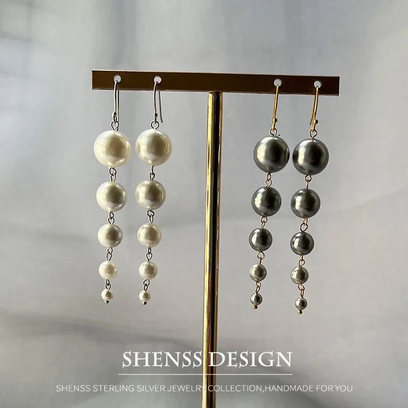 

Advanced Elegant s925 Sterling Silver Gradient Shell Pearl Earrings