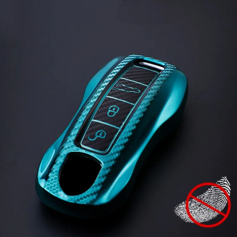 Carbon Fiber TPU Car Key Case Cover For Porsche Panamera Cayenne 971 911 9YA Macan Boxster 34 Buttons Keyless Remote Protection