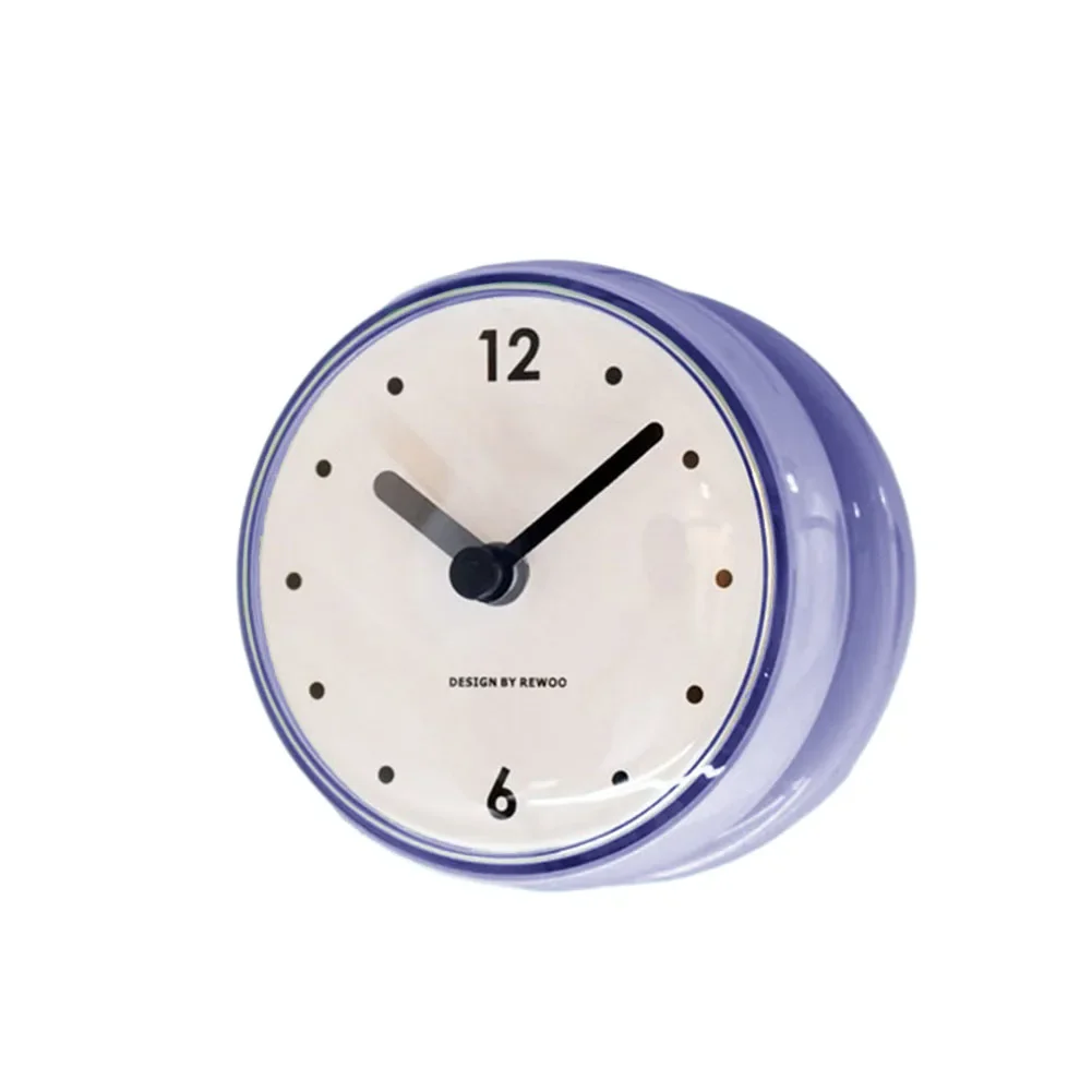 Kitchen Sucker Wall Clock Bathroom Sucker Wall Clock Bathroom Wall Clock Pink Plastics Waterproof Anti-Fog Black