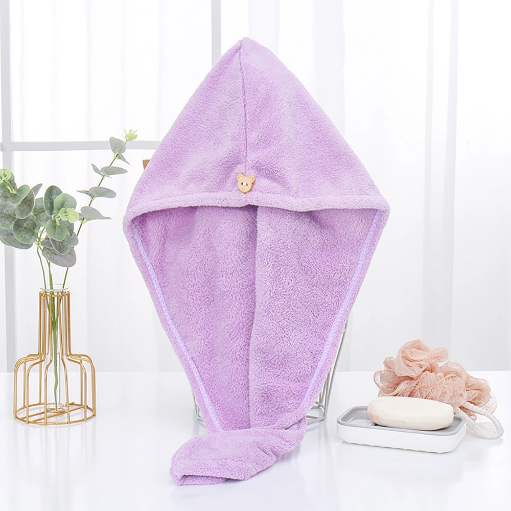 1PC Hair Drying Hat Quick-dry Microfiber Hair Towel Cap Hat Women Bath Hat Solid Towel Cap Super Absorption Turban Hair Dry Cap