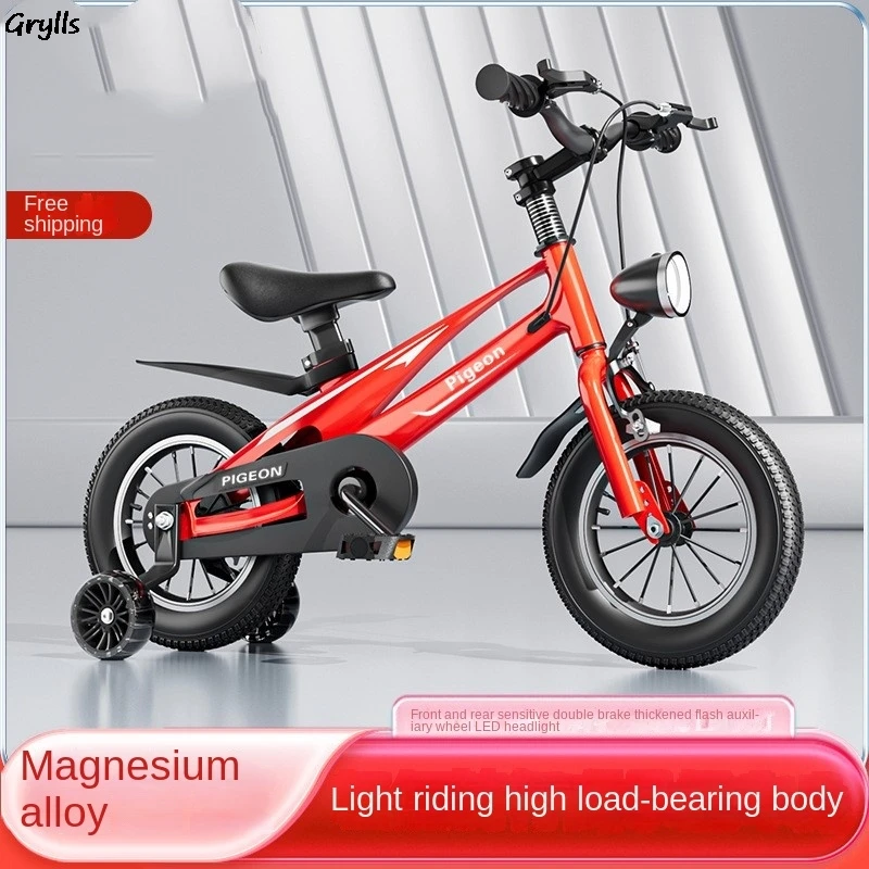 

Grylls Magnesium Alloy Kids Bike With Light 3-5-6 Year Old Stroller Boy Bike Girl Pedal Bicycle For Kids Hot New