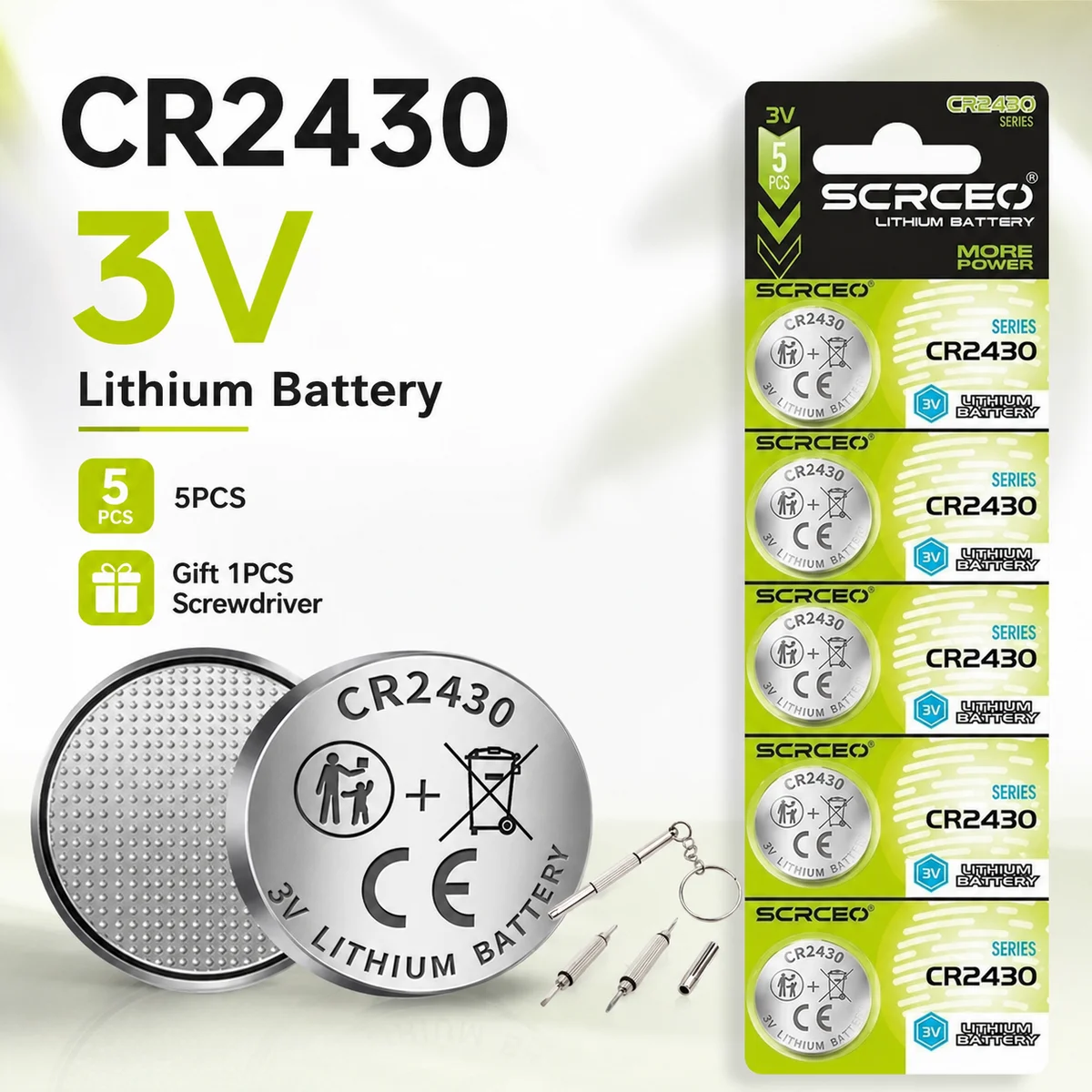 Lithium Coin Cell Battery CR2430 3V 2-100PCS, DL2430 BR2430 Button Cells For Car Key Fob Watch Alarm Clock Remote Control