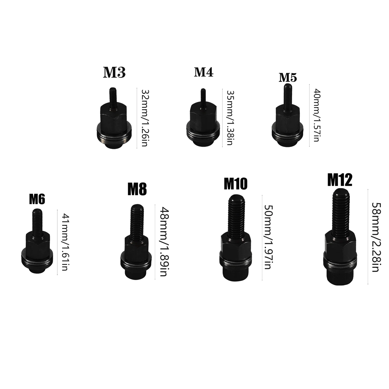 7pcs (M3 M4 M5 M6 M8 M10 M12)  Hand Rivet Nut Gun Head Nuts Simple installation Riveter Rivnut Tool Accessory For Nuts