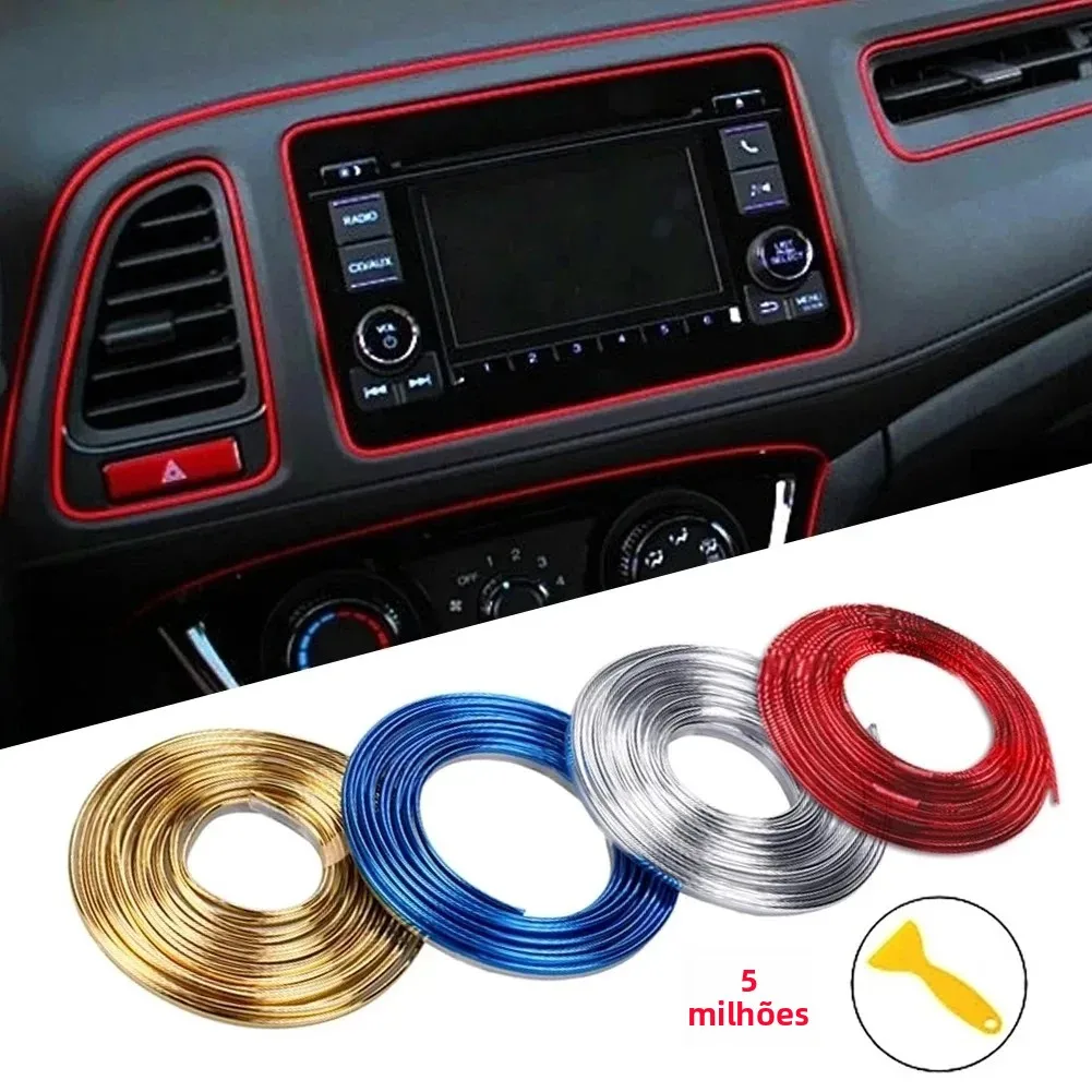 Decoração Universal para Carros, Faixas Flexíveis de 5M/3M/1M, Molduras Internas para Carros, Acabamento de Painel e Porta, Estilo Automotivo