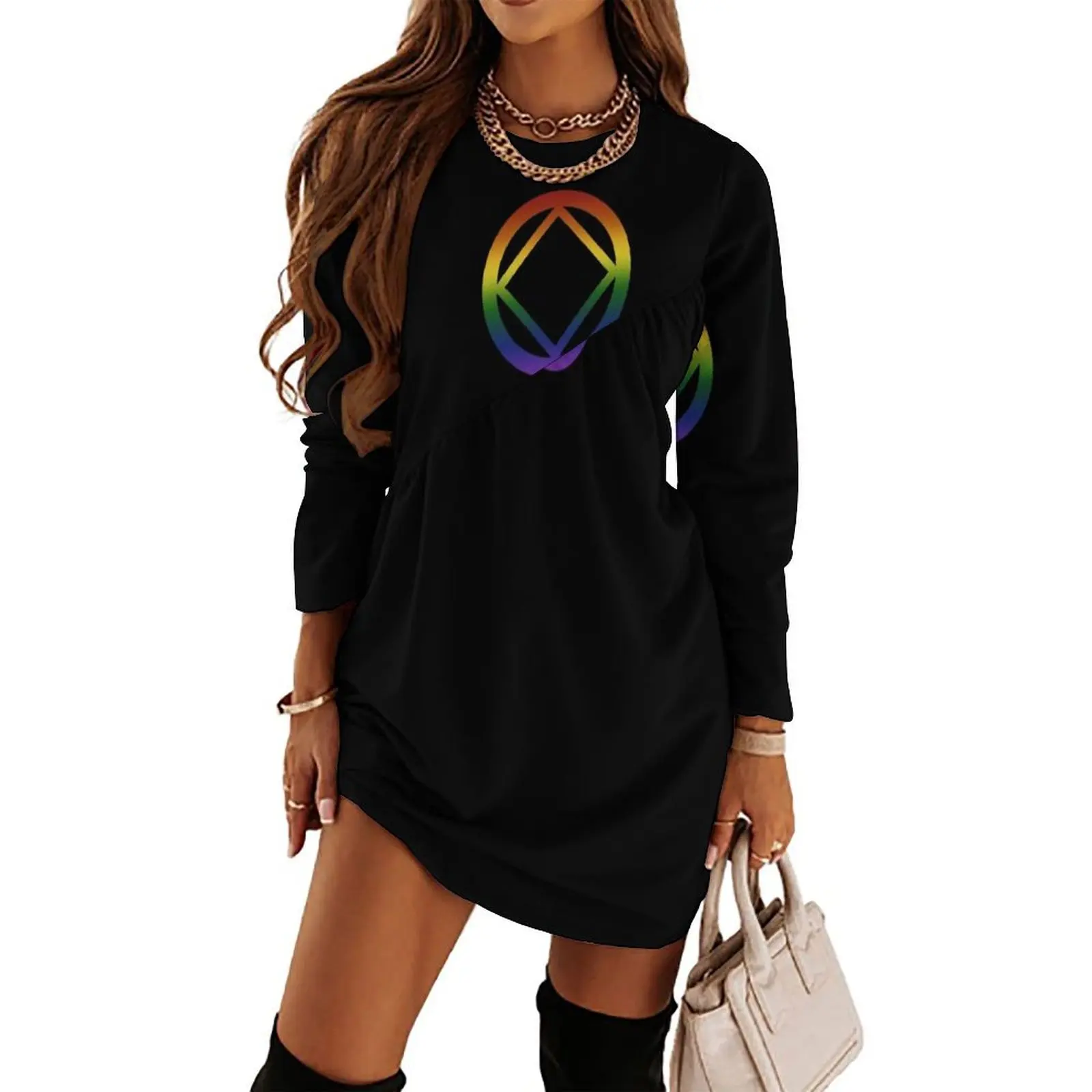 

Narcotics Anonymous Rainbow Pride Symbol Long Sleeved Dress long dresses for women women"s evening dresses