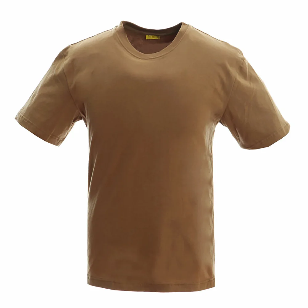 Camiseta de algodón de camuflaje, uniforme de entrenamiento transpirable de media manga física de verano para fanáticos militares, camiseta táctica de cuello redondo