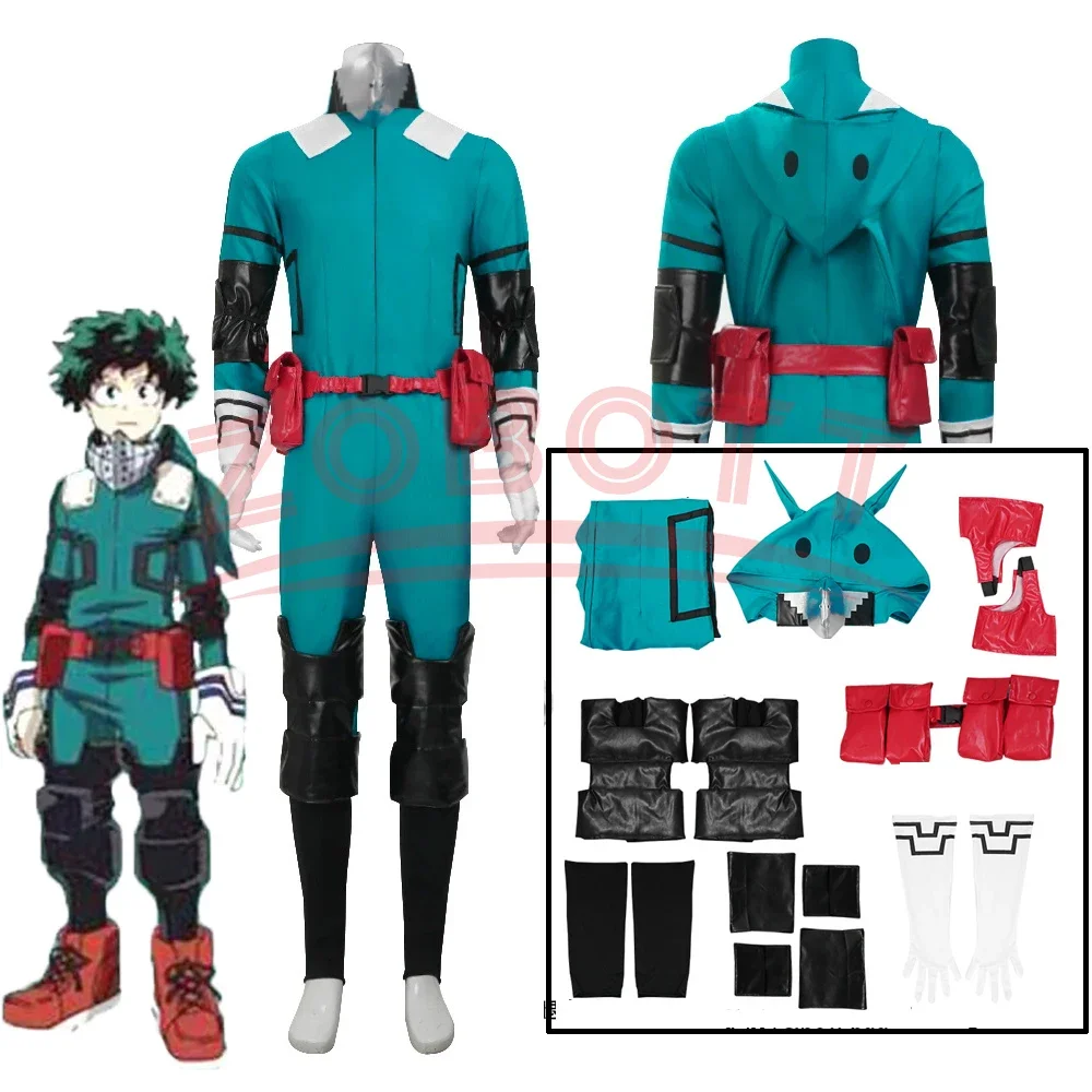 8 قطعة بطلي الأكاديمية Izuku Midoriya تأثيري حلي Boku No Hero Academia Deku بدلة الضرب الأخضر الرجال الزي الرسمي تأثيري حلي