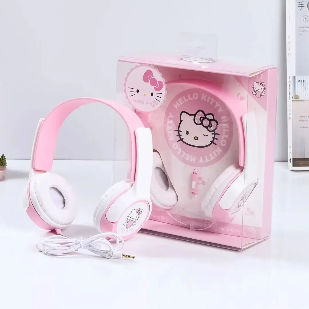 Przewodowy zestaw słuchawkowy Sanrio Hello Kitty Anime 3.5MM Surround Sound HD Mic do PS4 PS5 XBox Android Telefony PC Laptop Gamer Słuchawki