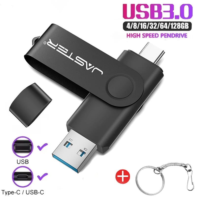 Chiavetta USB 3.0 in metallo di tipo C Chiavetta USB 3.0/2.0 ad alta velocità da 128 GB 8 GB 16 GB 32 GB 64 GB Chiavetta di memoria 2in1 Chiavetta USB portatile