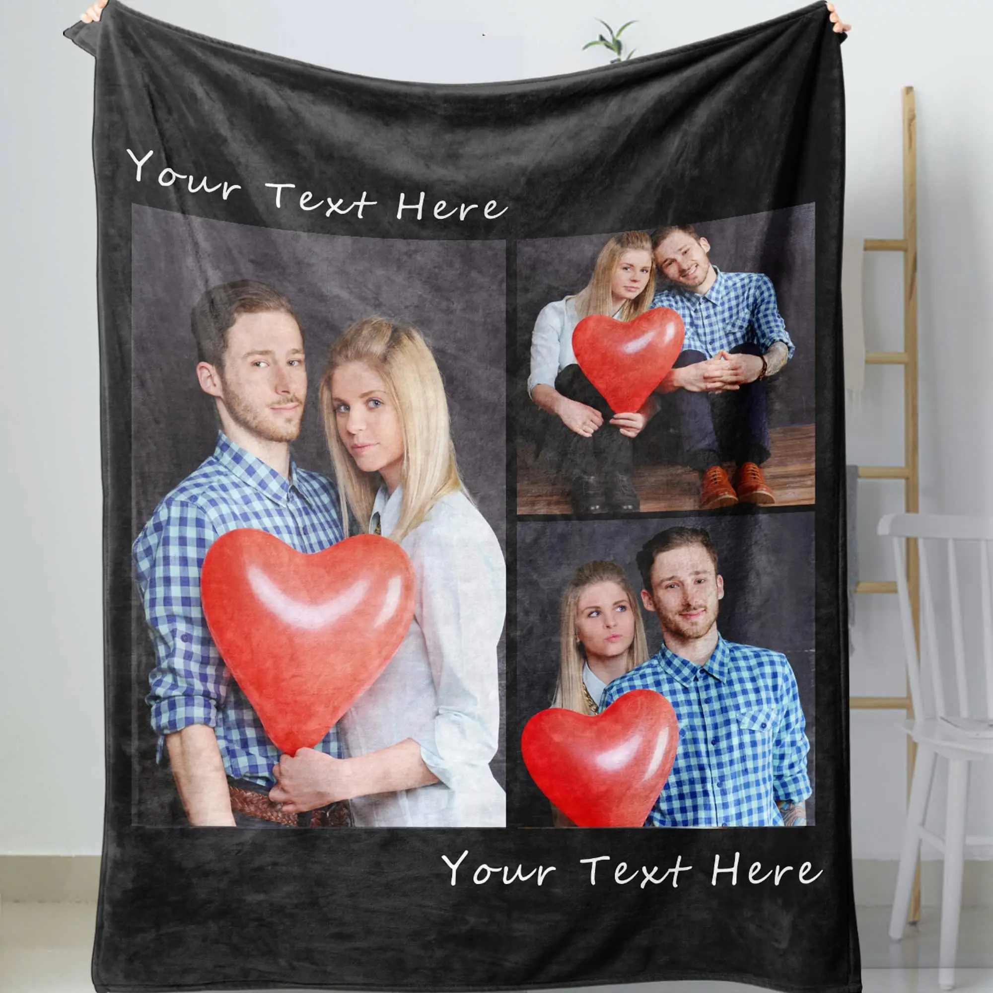 20 Photos Custom Blanket with Text Collage Beautiful Blankets Birthday Souvenir Gifts Personalized Throw Blankets for Father Mom