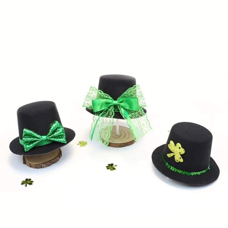 

St Patrick Day Fedora Hat Hair Clip Festival Hair Pin Irish National Party Props 15UB