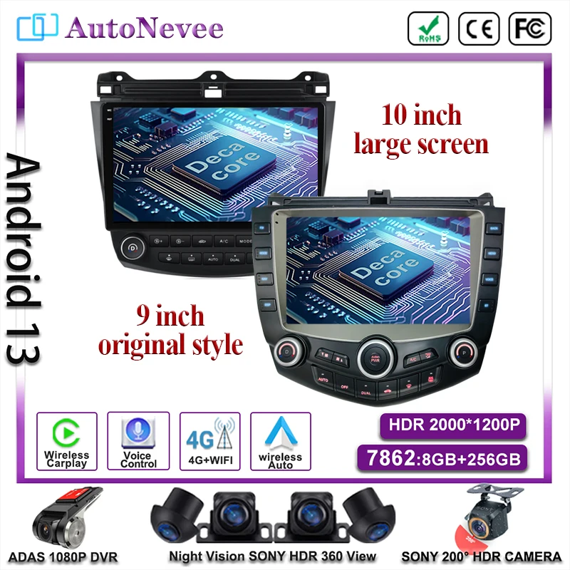 

DVD NO 2DIN Android 14 For Honda Accord 7 CM 2003-2008 Car Stereo Autoradio Multimedia Player Radio GPS Navigation Carplay QLED