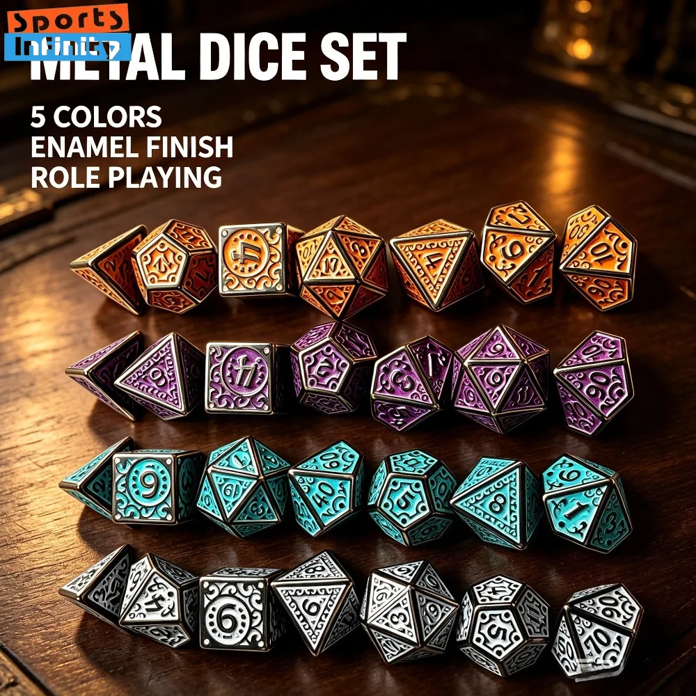 7 Piece Hollow Number Polyhedral Dice Set for DND RPG Tabletop Board Game