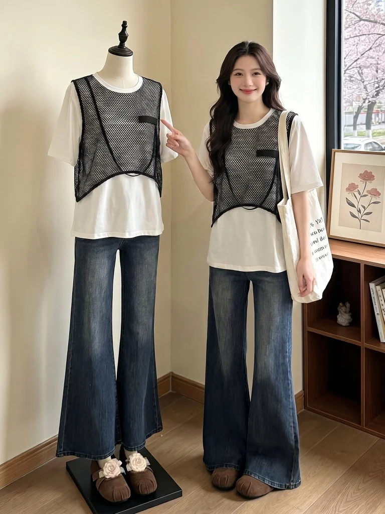 

Women's Hollow out Short Sleeve T-Shirt plus Size Micro Fat MM Shoulder Length Upper Body Summer New Style Commute Style Loos...