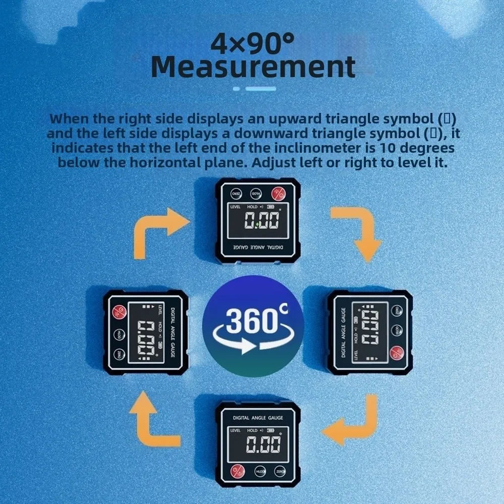 مقاوم للماء الميل الرقمي LCD الخلفية قاعدة مغناطيسية زاوية مكتشف 360 درجة الدقة إمالة زاوية صندوق النجارة العمل #6