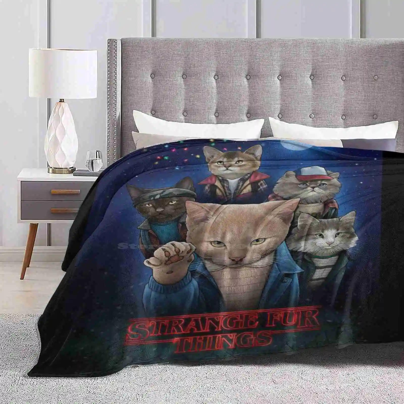 Strange Fur Things Top Quality Comfortable Bed Sofa Soft Blanket Stranger Fur Things Cats Kittens Kitty Upside Down