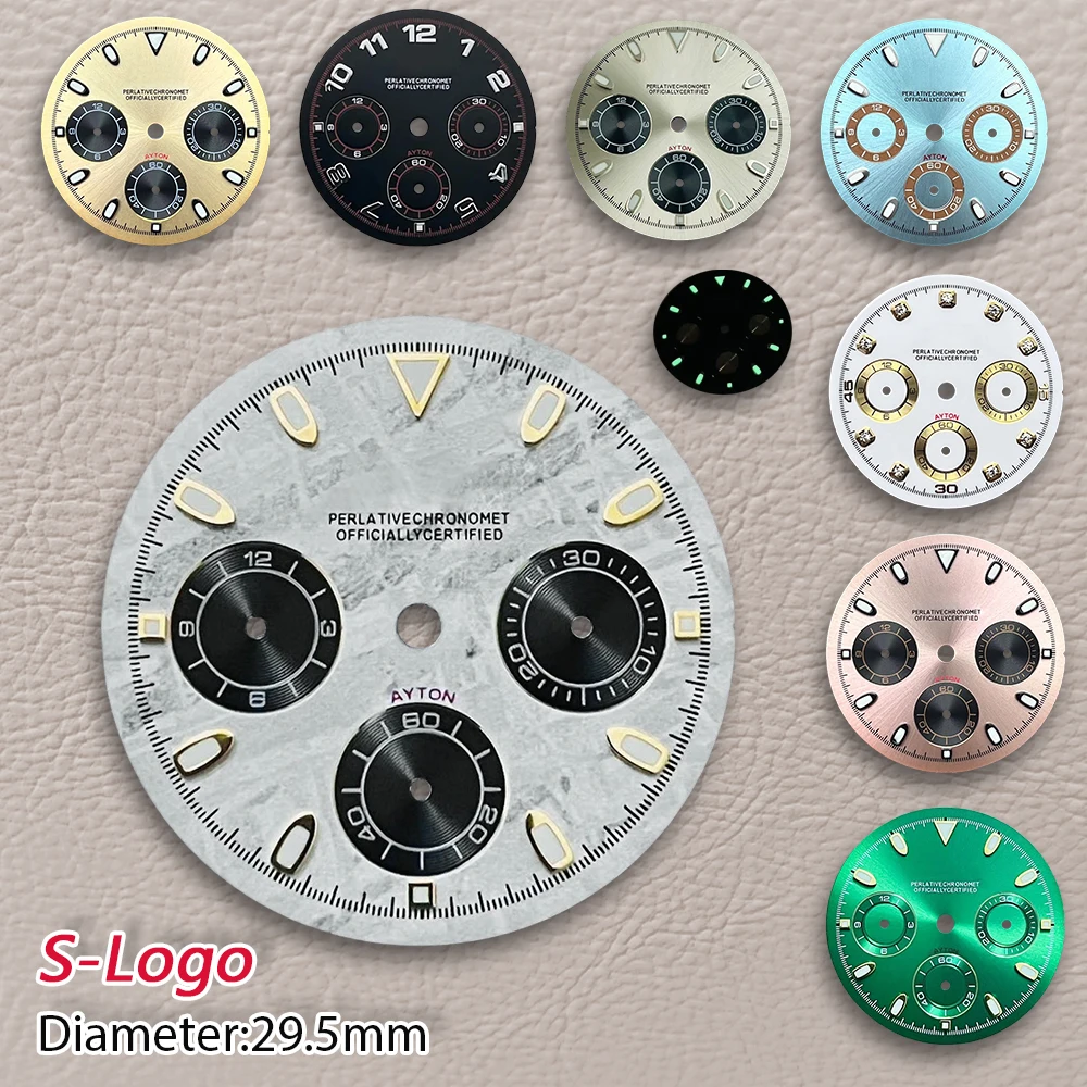 29.5mm VK63 S Logo VK63 Dial Suitable For VK63 Movement Green Luminous Watch Modification Accessories  Repair tools ﻿