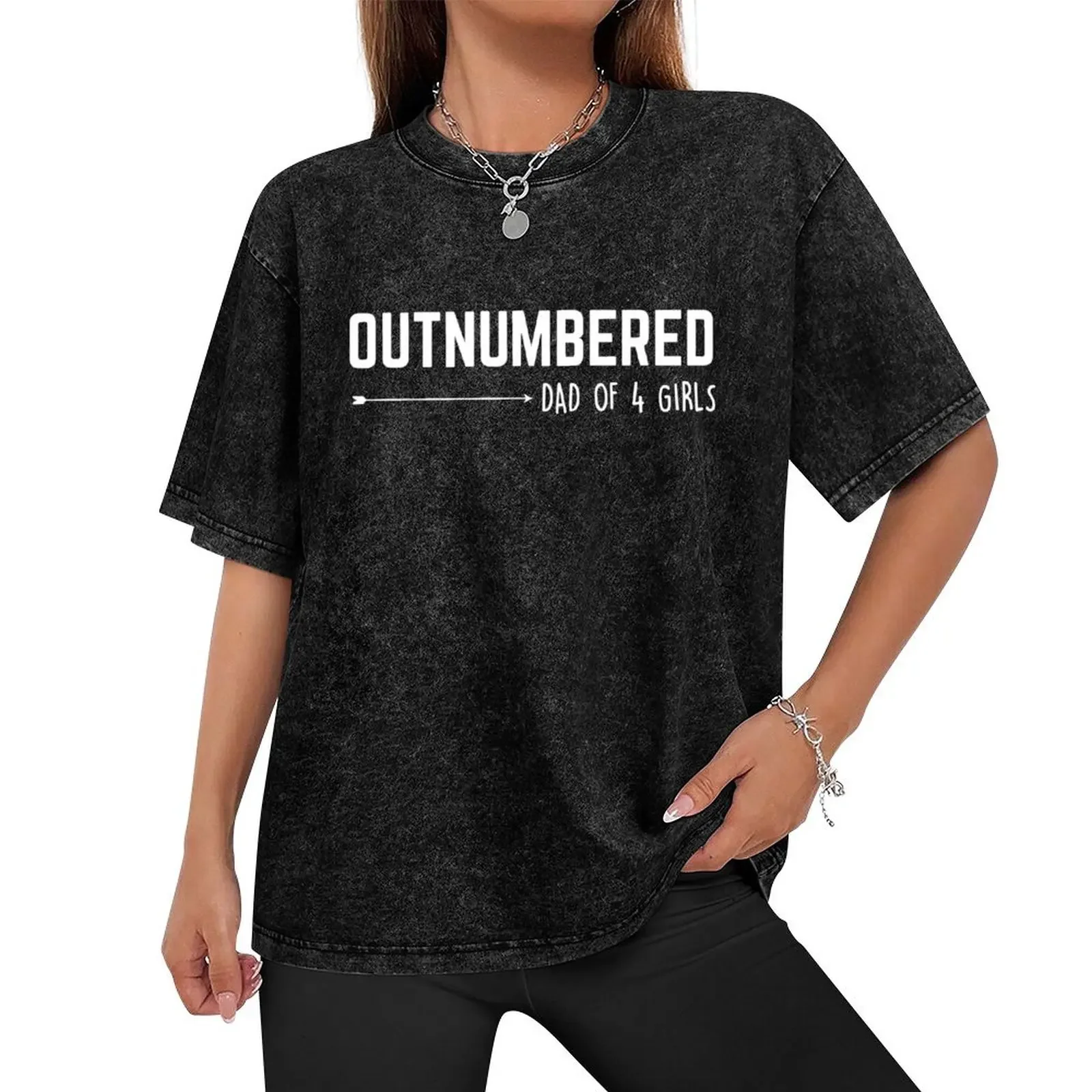 Outnumbered - Dad Of 4 Girls T-Shirt custom shirt plus size tops vintage summer clothes mens t shirts top quality