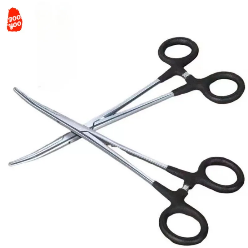 1PC Stainless Steel Elbow with Glue Hemostatic Forceps Hook Picker Fishing Tool Fishing Forceps Decoupling Device Raft Supplies