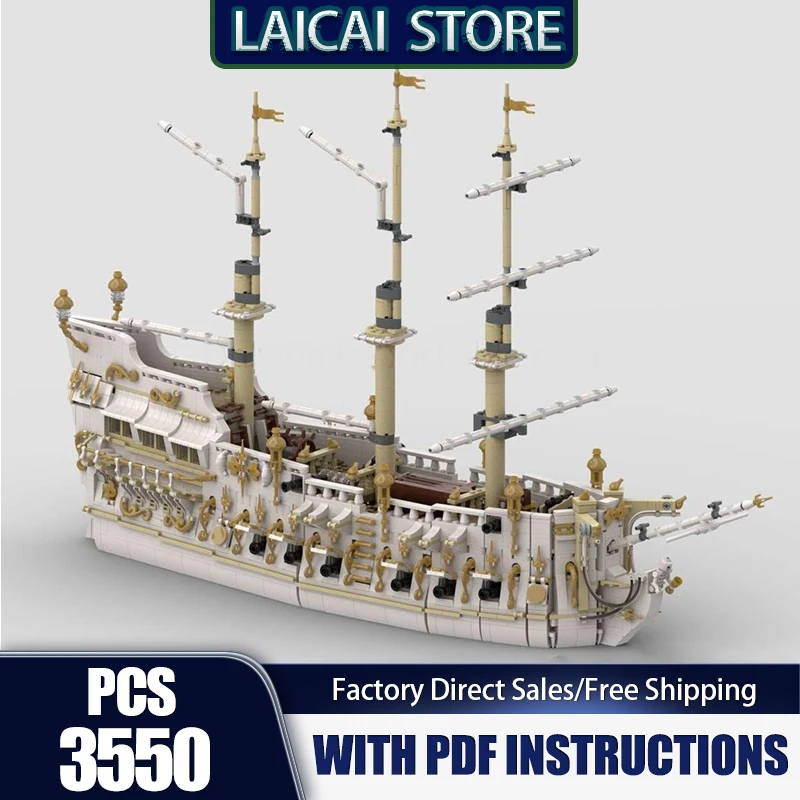 

Military Moc Building Bricks Pirate Ship Model Technology Modular DIY Block Gift Christmas ransport Model Holiday Toys
