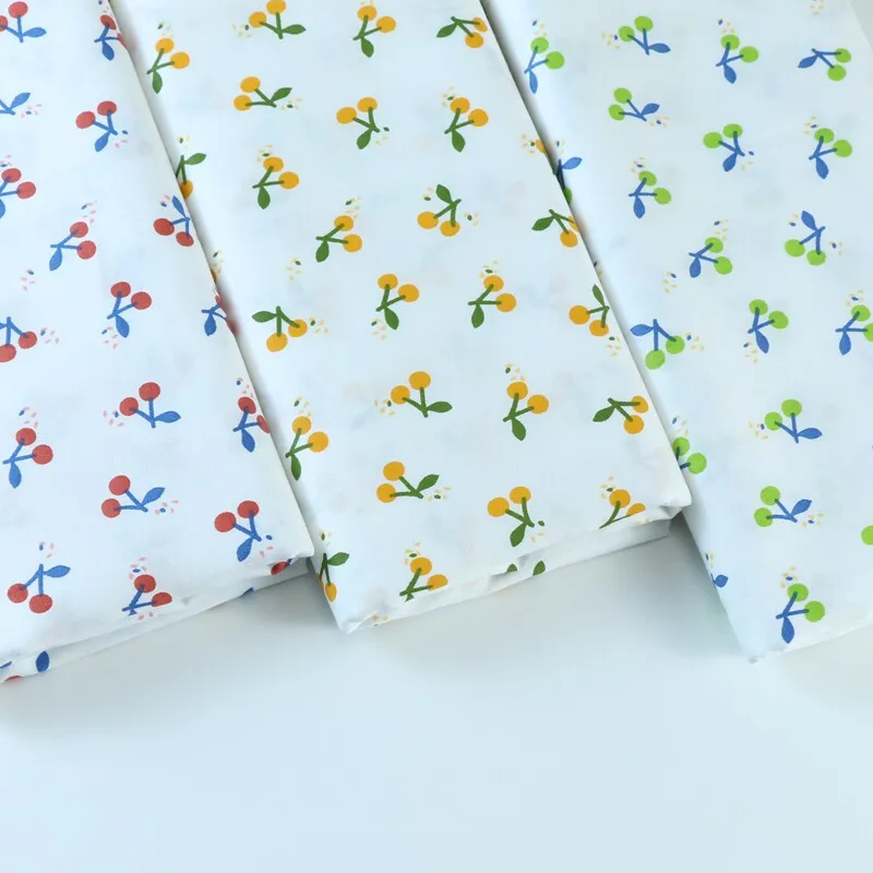 

Small Leaf Fruit Cotton Twill Fabric Summer Women's Dress Children's Pillow Pajamas Home Decoration Handmade DIY Fabric