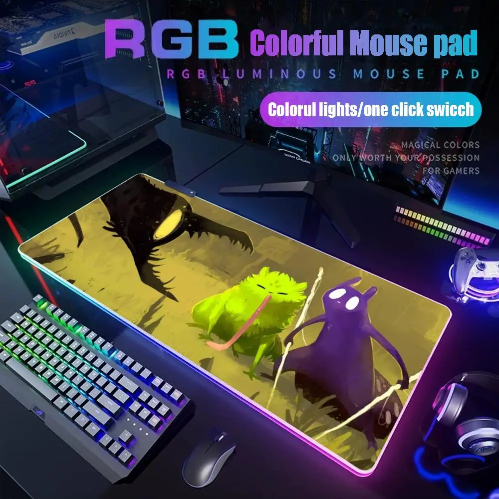 

Anime Rain World Mouse Pad Gamer Rgb Desk Mat Back Light Led Mousepad Setup Gaming Accessories Deskmat Big Mousepad Backlight