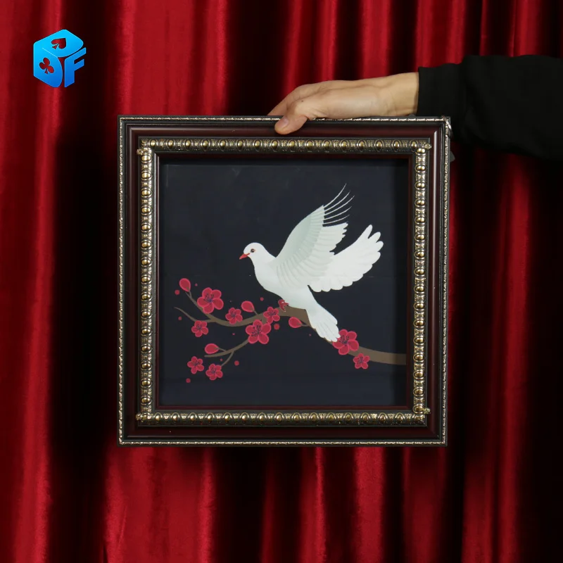 Deluxe Dove Frame Dove Picture Chang Color To Real Dove Stage Magic Tricks Double Change Magic Props Party Magic Show Comedy Toy