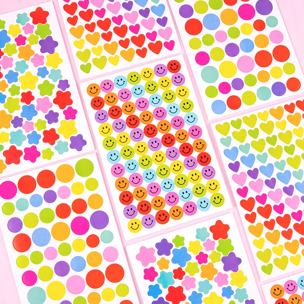 4200 Lembar Paket Stiker Tanda Hadiah Hati/Lingkaran/Bintang DIY Stiker Alat Tulis Koper Skateboard Dekorasi Mainan Hadiah Laptop Ponsel