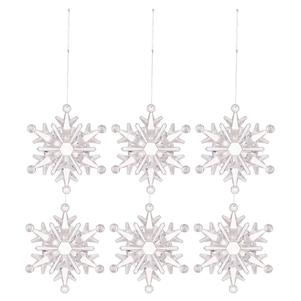 6 PCS Transparent Snowflake Pendant Christmas Decorations Ornaments Crystal DIY Craft Hanging Snowflakes Acrylic Decorating