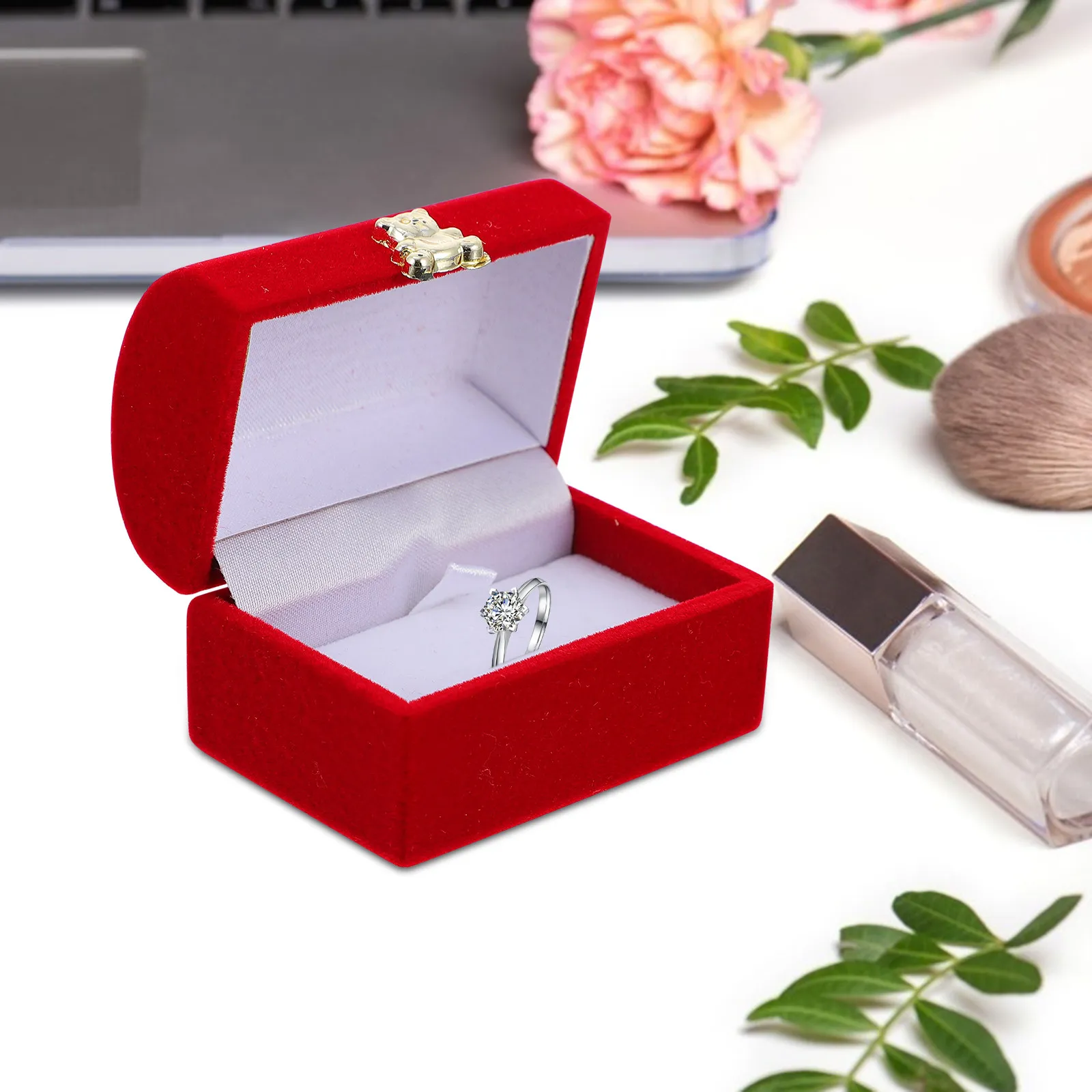 1Pcs Creative Jewelry Gift Box Elegant Treasure Chest Earrings Storage Case Flipping Jewelry Storage Display Box for Rings