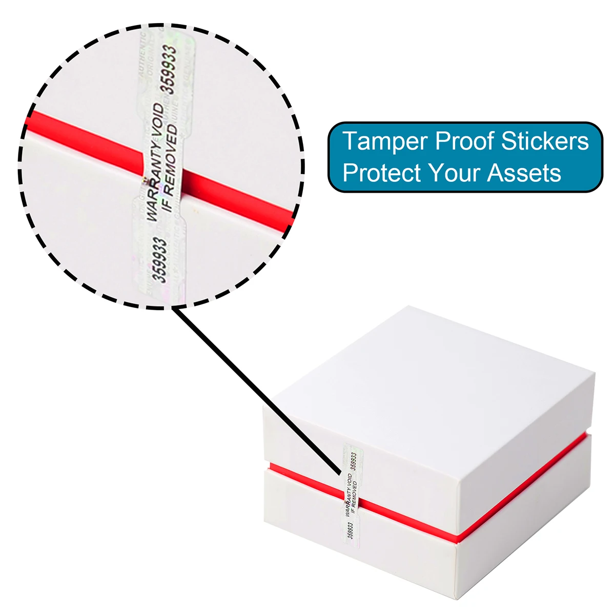 1000pcs adesivos de vedação holográfica, etiqueta de segurança nula à prova de adulteração, etiqueta de número de série de garantia, logotipo personalizado, 50mm x 10mm