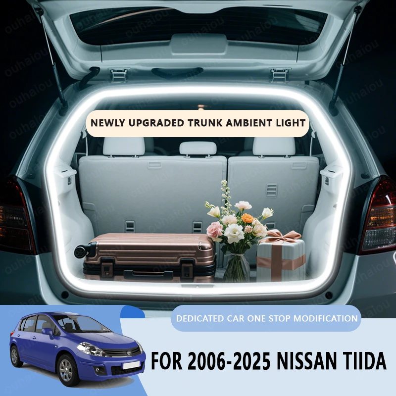 

FOR 2006-2025 NISSAN TIDA trunk light modification light Atmosphere lights White warm white Rear Trunk LED Light Bar