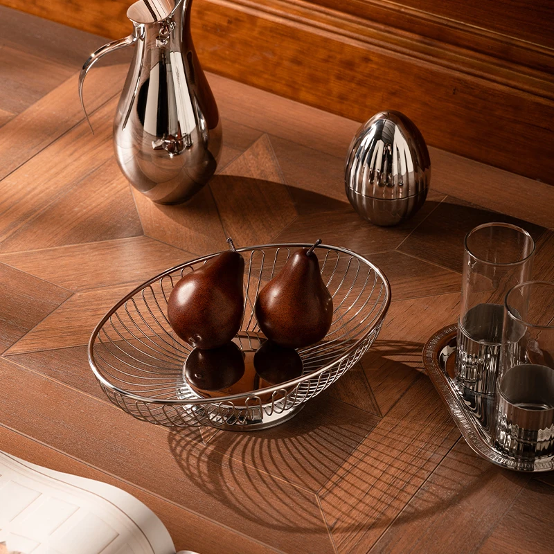 Cesta de Frutas de Acero Inoxidable Ele, Cesta Escurridora, Bandeja de Frutas de Lujo para Mesa de Té de Sala de Estar, Regalo Creativo y Original
