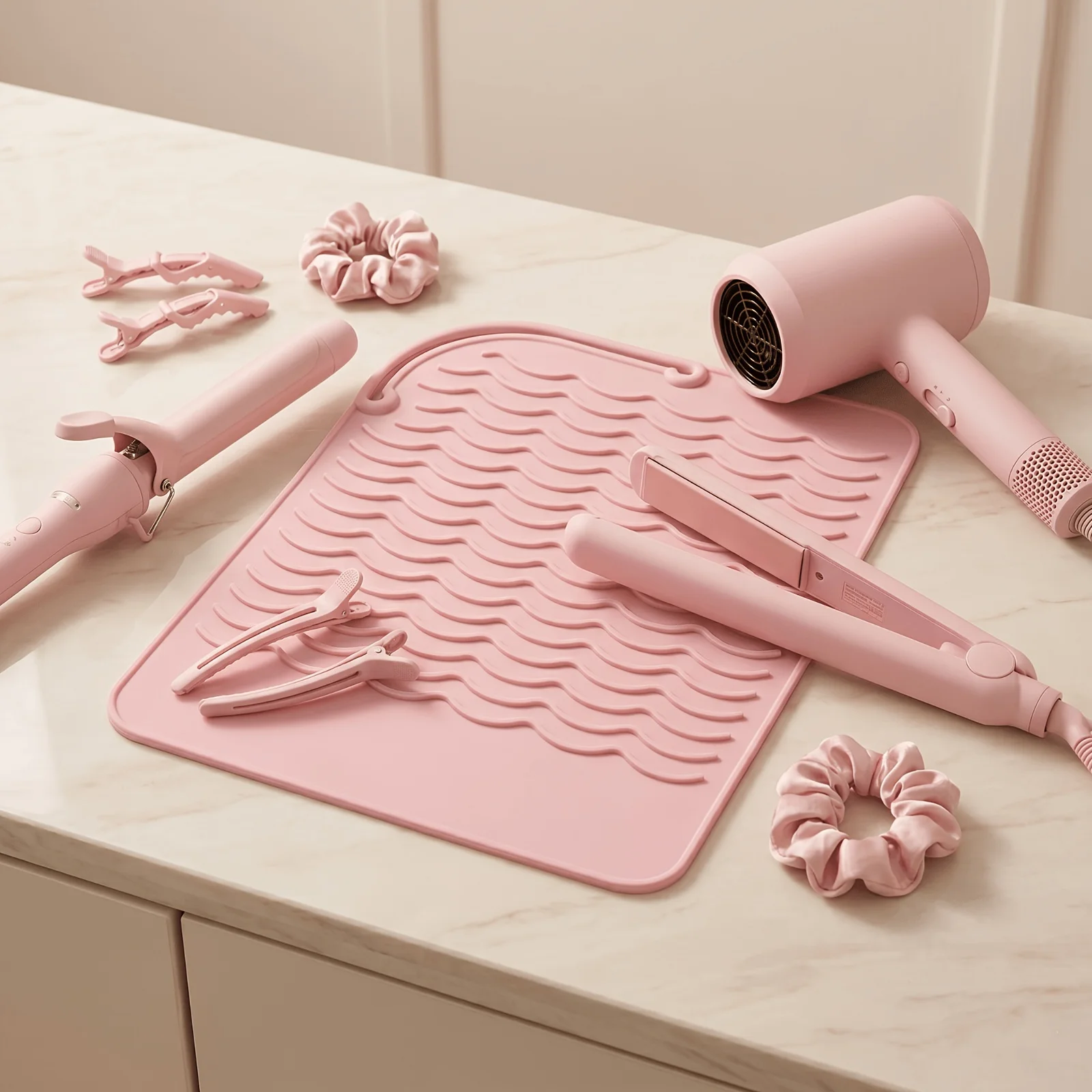 1pc Silicone Heat Resistant Mat For Hair Styling Tools, Pad For Curling lrons And Straighteners, Portable Styling Heat Mat