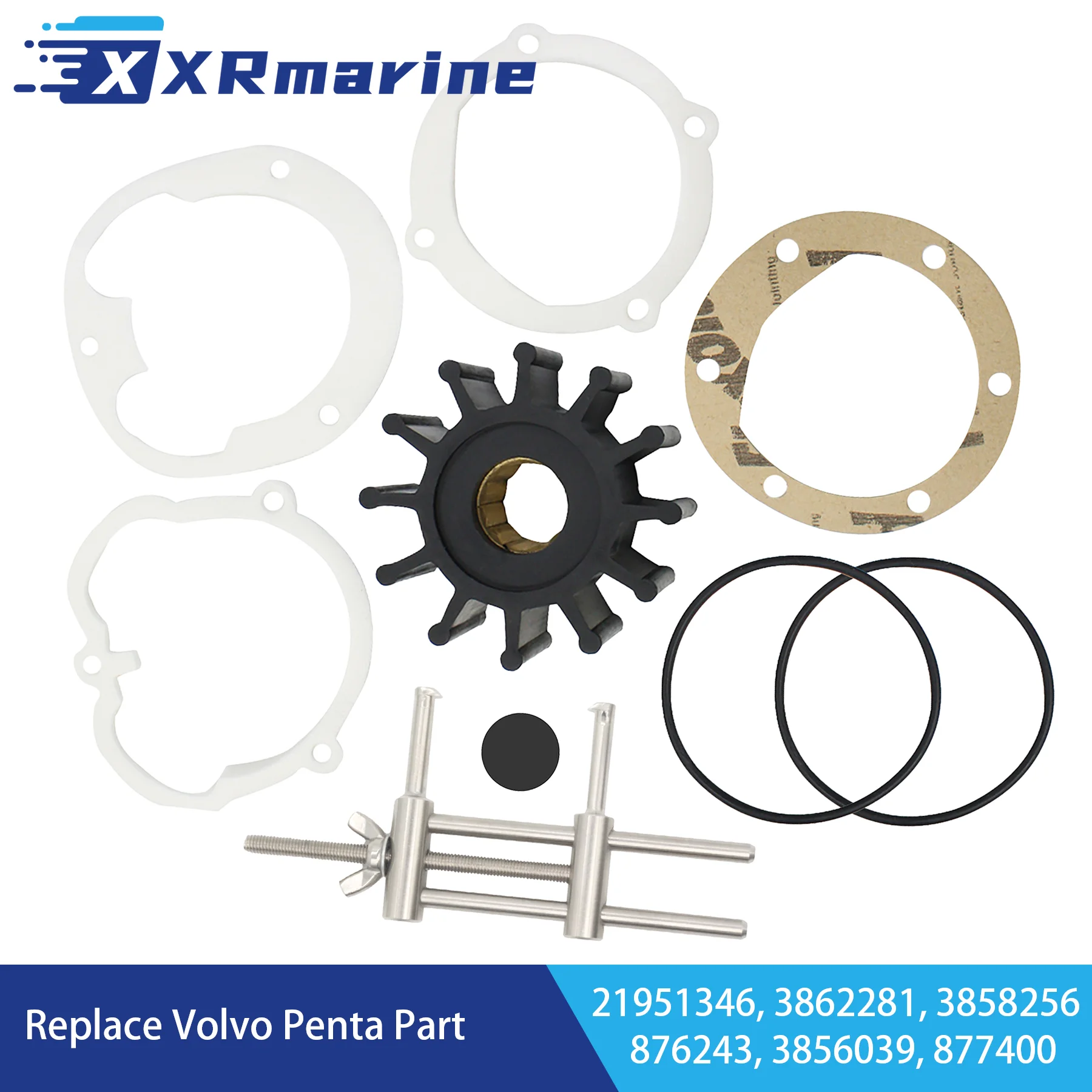 

21951346 Sea Water Pump Impeller Kit with Removal Tool 3862281 for Volvo Penta Marine 3.0 4.3 5.0 5.7 5.8 7.4 8.2 L Motor