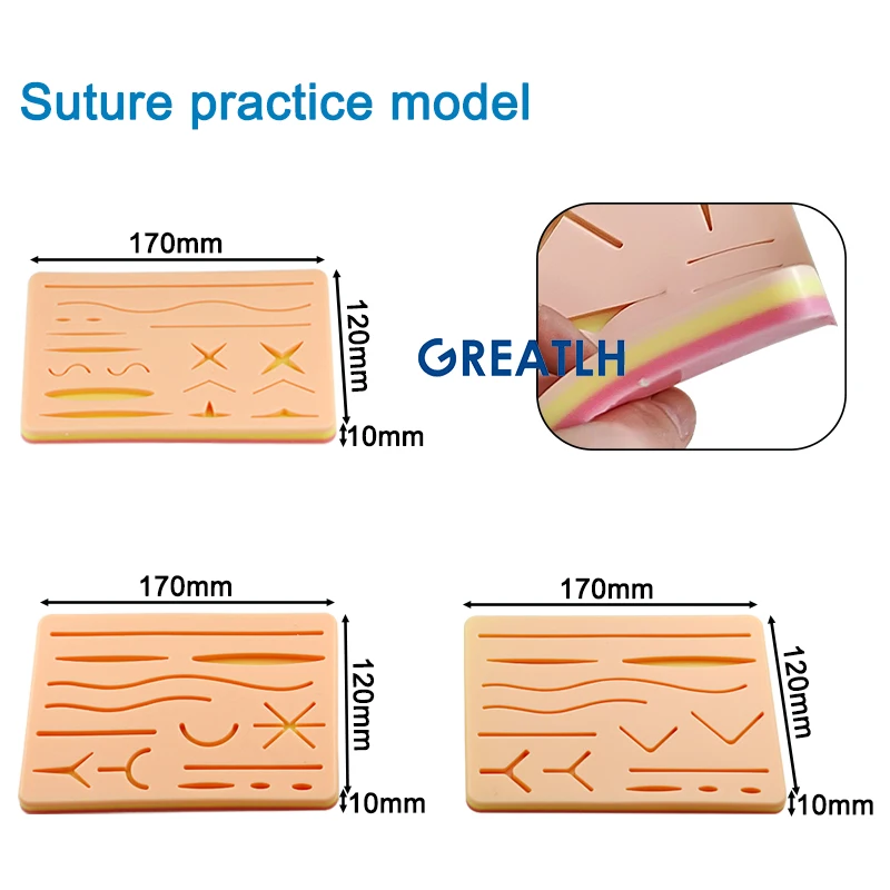 Traumatic Skin Suture Model with Wound Laparoscopic Simulation Training Suture Pad Injection Practice Model Oral Suture Module
