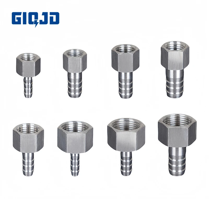 304 Stainless Steel Pipe Fitting M8 M10*1 M12x1.25 M14 M16 M18 M20*1.5 Female To 6mm/8mm/10mm/12mm Hose Tail Barb Connector