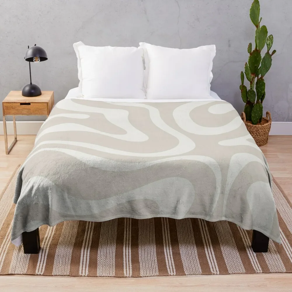 

Liquid Swirl Modern Abstract Pattern in Light Mushroom Beige and Pale Cream Throw Blanket sofa bed funny gift Luxury St Blankets