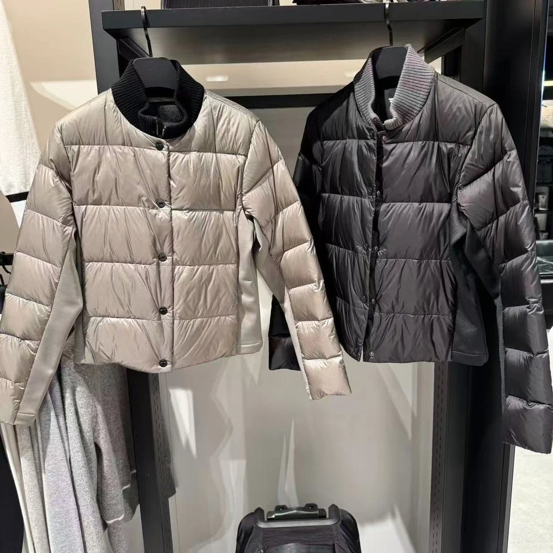2026 New Women Golf Winter Down Jacket Stand Collar Button Placket Long Sleeve Warm Windproof Versatile Sports Top