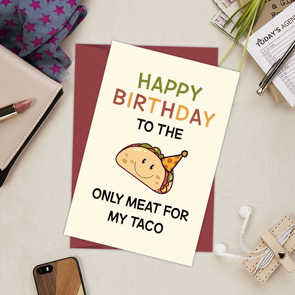 1PC Funny Birthday Card For Him Her, Naughty Birthday Card, Taco Birthday Card For Husband Boyfriend Wife, Unique Birthday Gifts