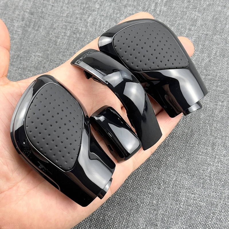 Schwarz Chrom mit Wildleder Schaltknauf Seitenabdeckung DSG Emblem für VW Golf 6 7R GTI Passat B7 B8 CC R20 Jetta MK6 GLI