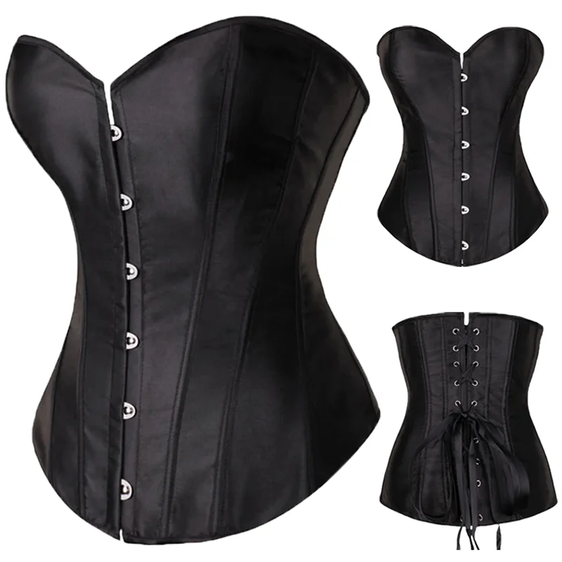 Image of Korsetts für Frauen, Schnür-Bustiers, Tops, sexy Überbrust, schlankmachende Shapewear, Satin-Taillenmieder, Vintage-Taillengürtel, Brautkorsett