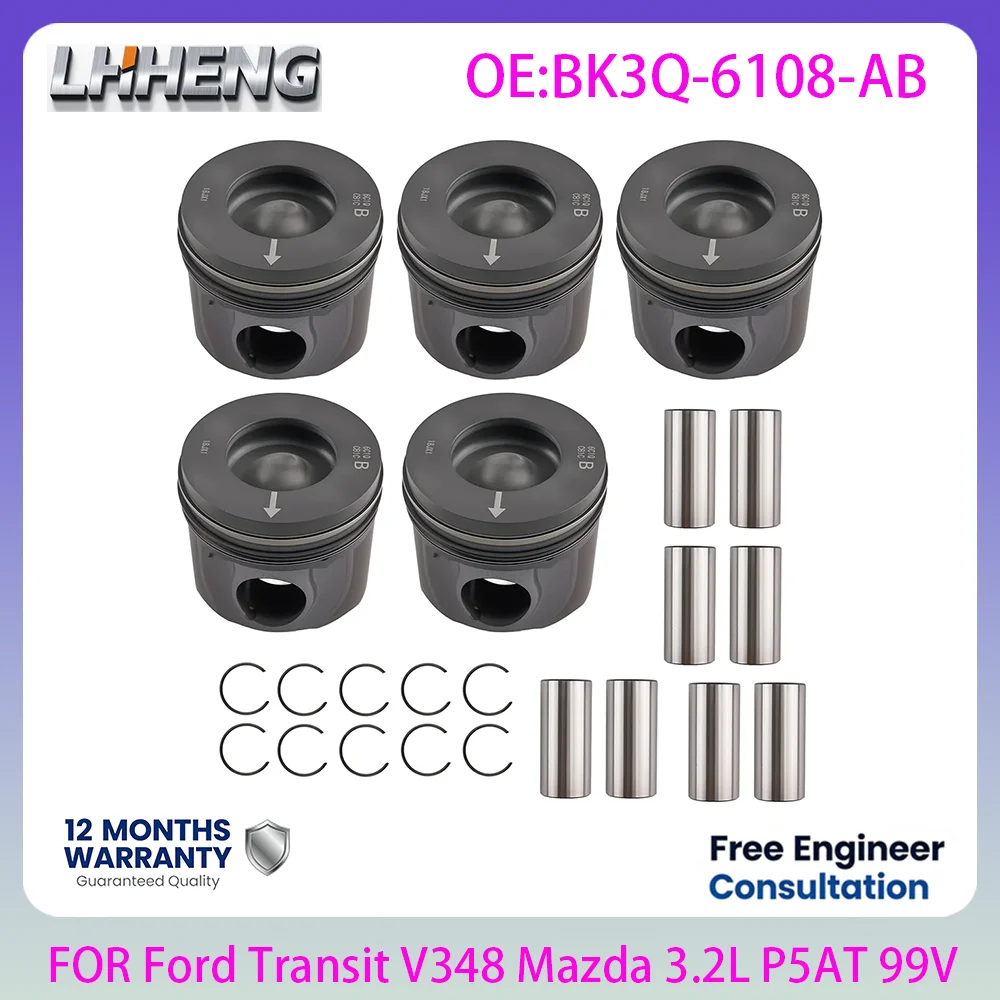 Engine Piston With Rings Kit For Ford Ranger 3.2L 3.2 L T 5Cyl Diesel P5AT SAFA 99V Mazda BT50 Transit V348 11-22 BK3Q-6108-AB