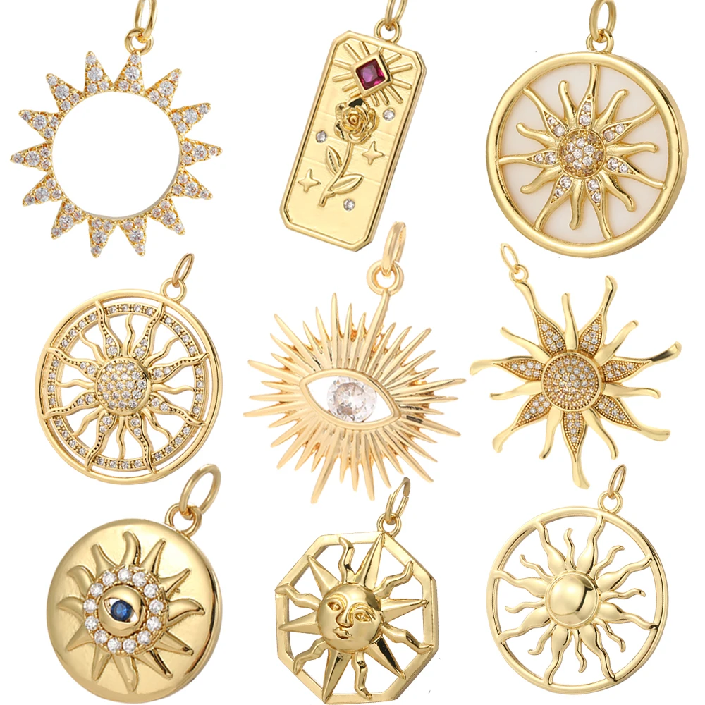 Golden Cute Sun Pendant Jewelry Production Supplies Bohemian Charm Diy Necklace Earrings Necklace Keychain Resin Charm charms