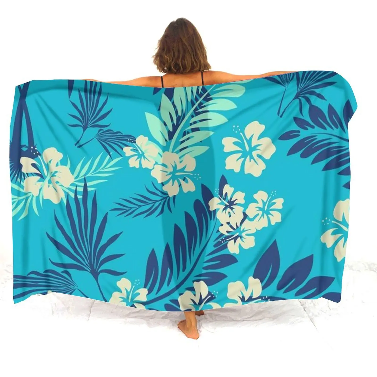 กระโปรงผ้าซารองลายดอกไม้ สไตล์โพลินีเซียน ลายปรับแต่งได้ ผ้าคลุมไหล่ซารอง ผ้าซารองสำหรับสวมทับ กระโปรงผ้าซารอง