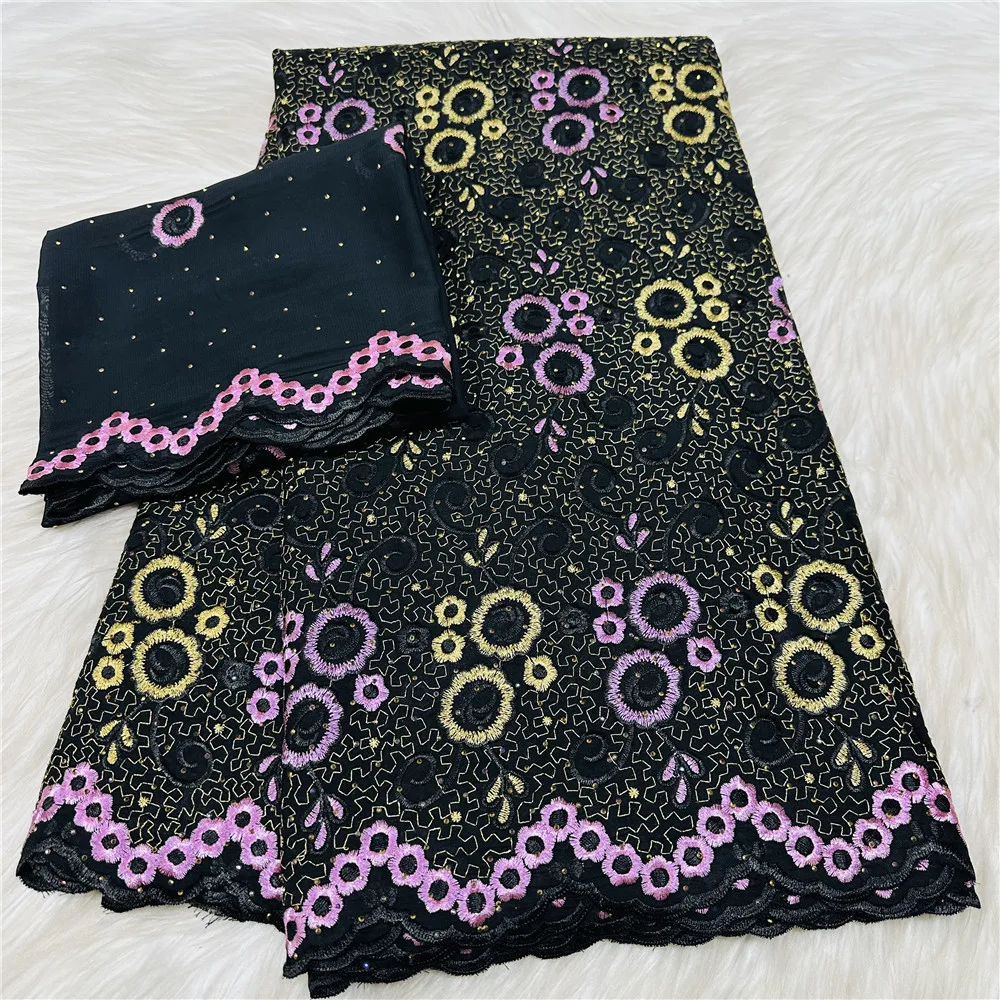 

5+2 Yards Heavy Beaded Embroidery African Premium Cotton Fabrics High Quality Swiss Voile Lace Popular Dubai Style 31A38