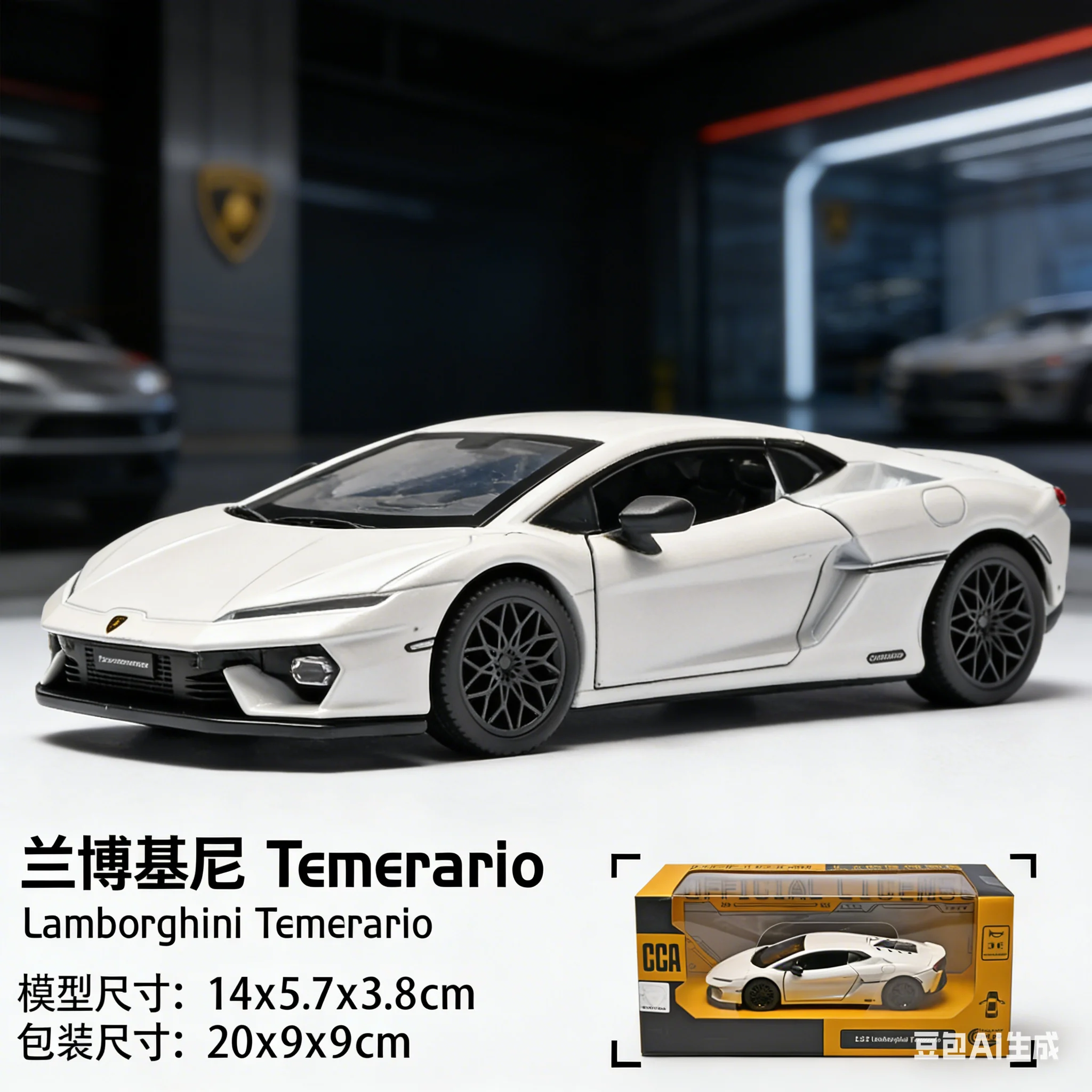 

Модель автомобиля Temerario в масштабе 1:32 из сплава, со звуковыми и световыми эффектами, коллекционная игрушка и украшение для офиса, подарок