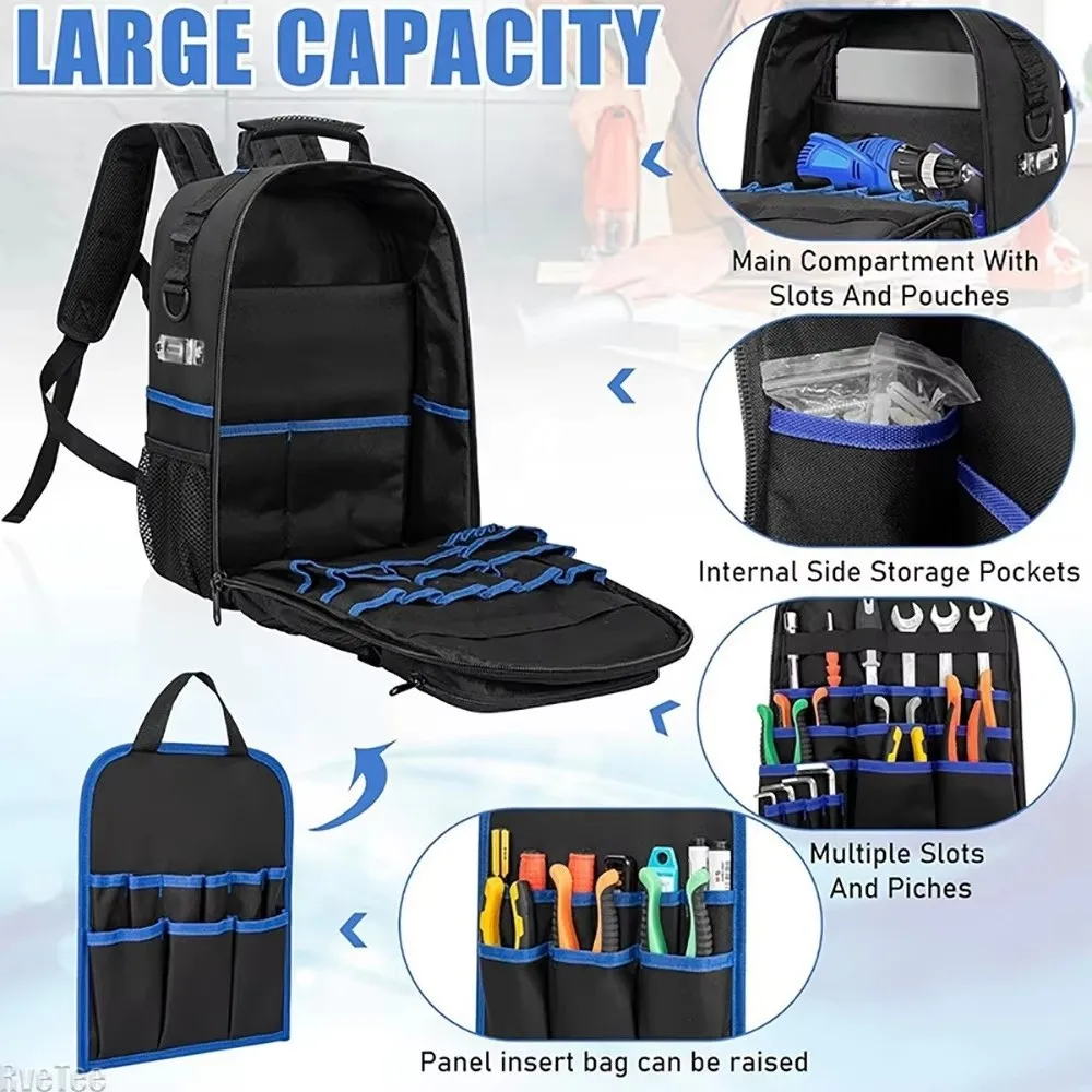 

High Quality Large Capacity Heavy Duty Tool Backpack Thickened Waterproof Electrician Tool Bag Wear-resistant Tool Organizer
