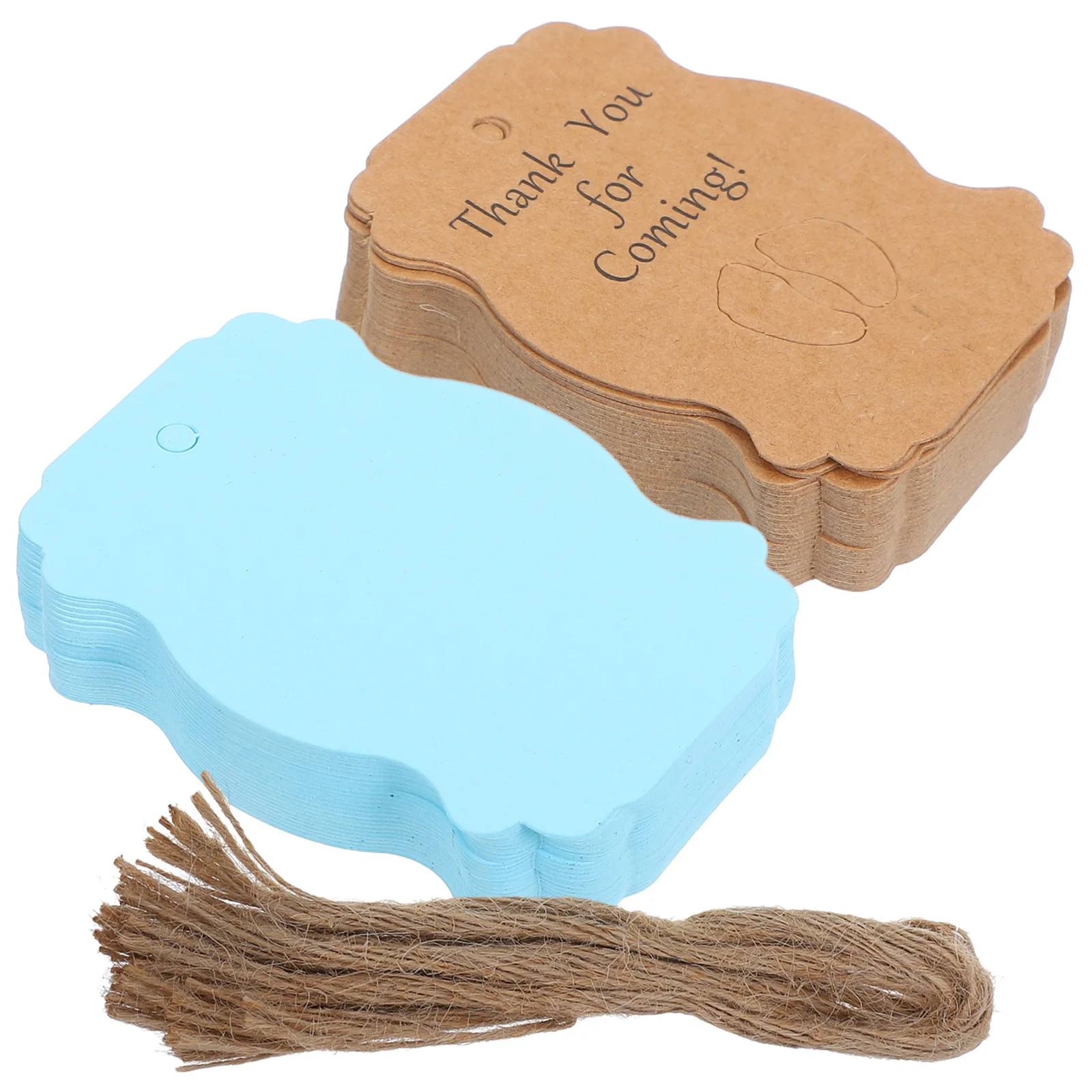 

100pcs Shower Kraft Paper Thank You Tags With Jute Twine For Bridal Shower Party Favors Travel Gender